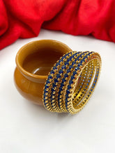 CZ Single Line Blue Stone American Diamond Bangles By Gehna Shop (Set Of 4) Zircon Bangles